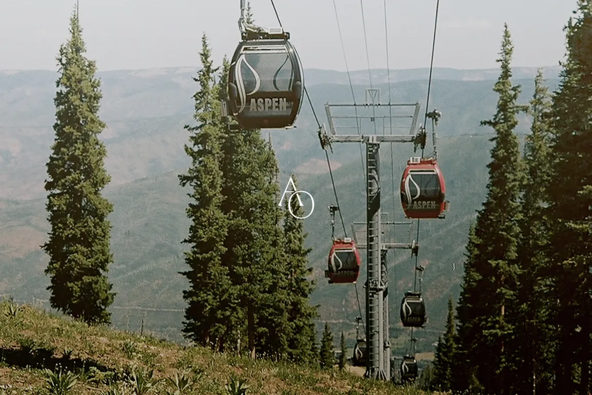 A group of gondala lifts in Aspen, Colorado.