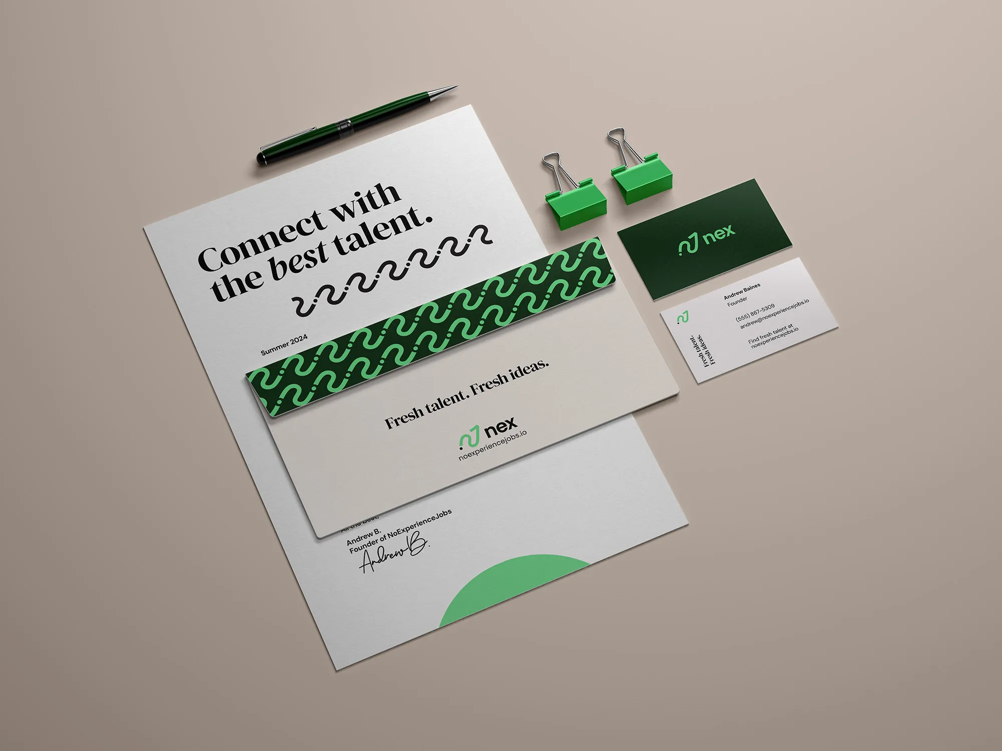 NoExperienceJobs.io branded stationery and letterhead design